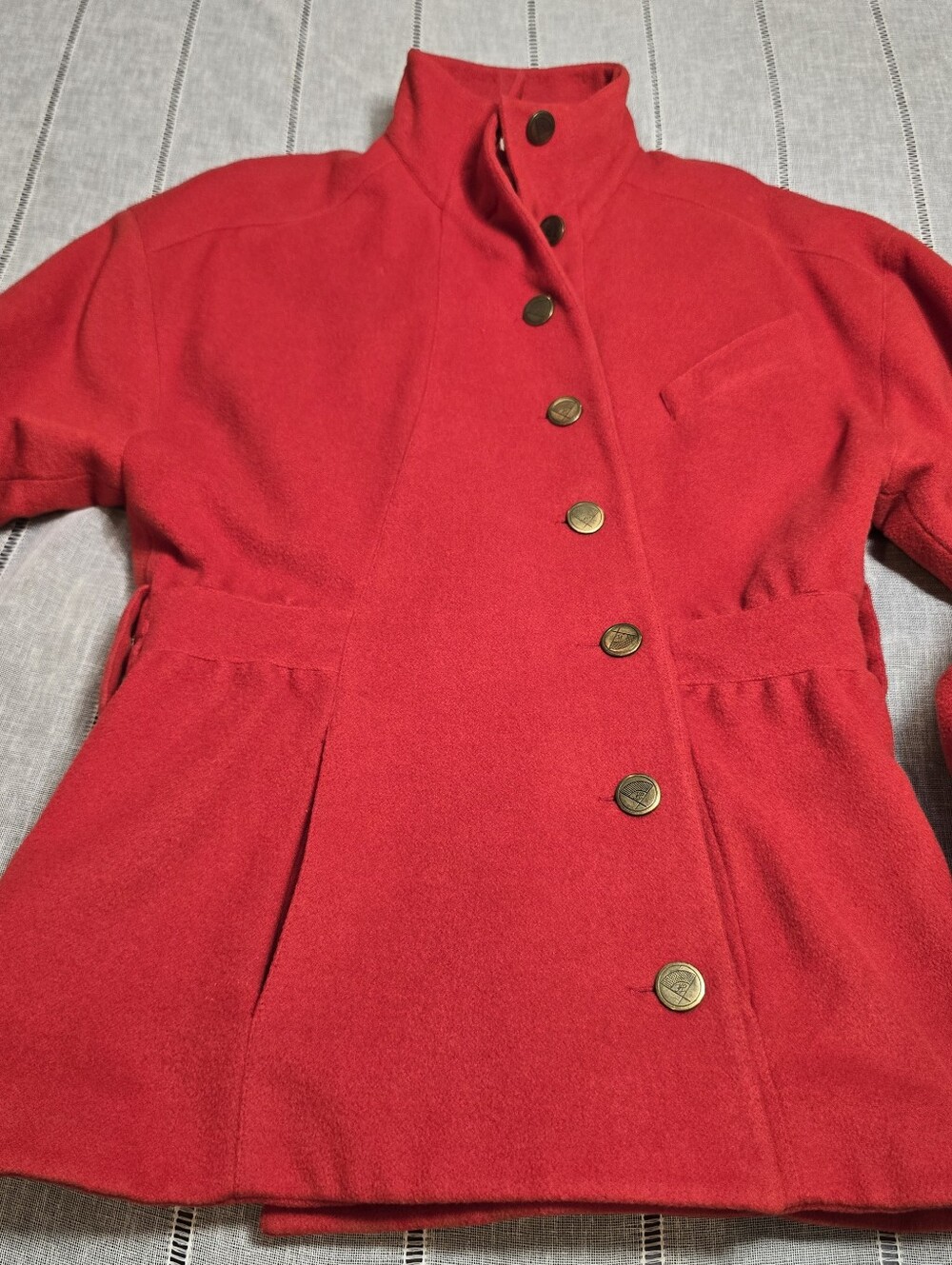 Vintage 80s Karl Lagerfeld France Red 100% Wool Coat Jacket Women's 38 ( Small) - Picture 6 of 16
